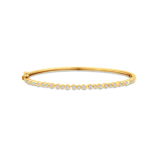 14K WAVY DESIGN BANGLE WITH DIAMONDS 0.50CT