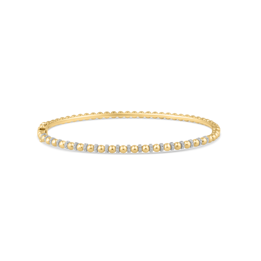 14K BEADED BANGLE WITH 57 DIAMONDS 0.16CT