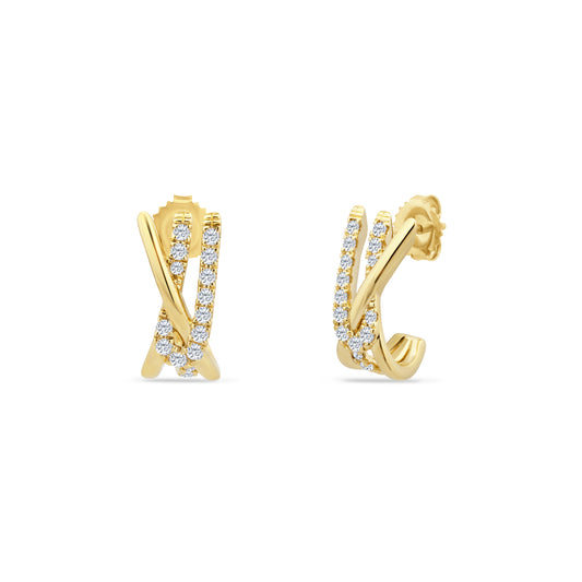 14K CRISS CROSS EARRINGS WITH DIAMONDS 0.63CT