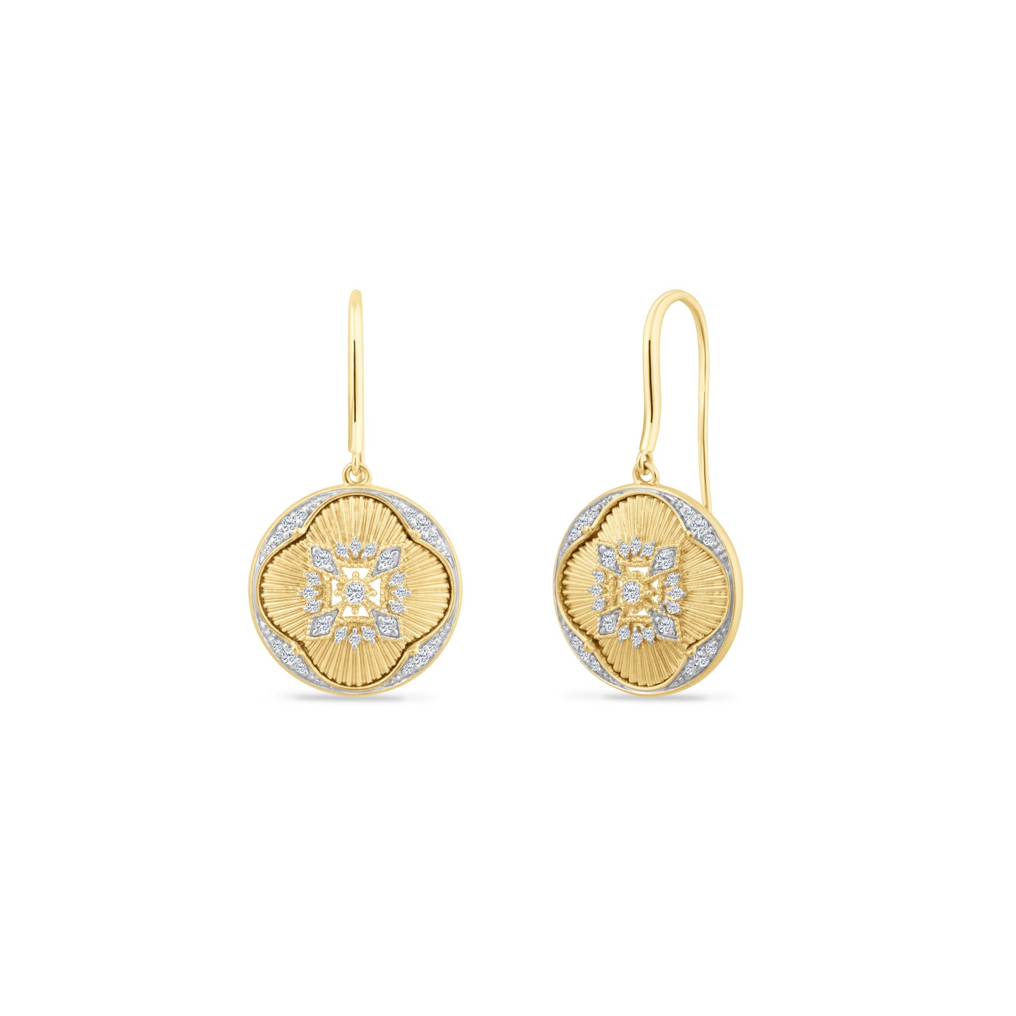 14K EARRINGS WITH 58 DIAMONDS 0.37CT WITH LEAVER BACKS