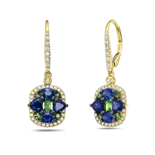 14K FANCY COLORED DROP EARRINGS