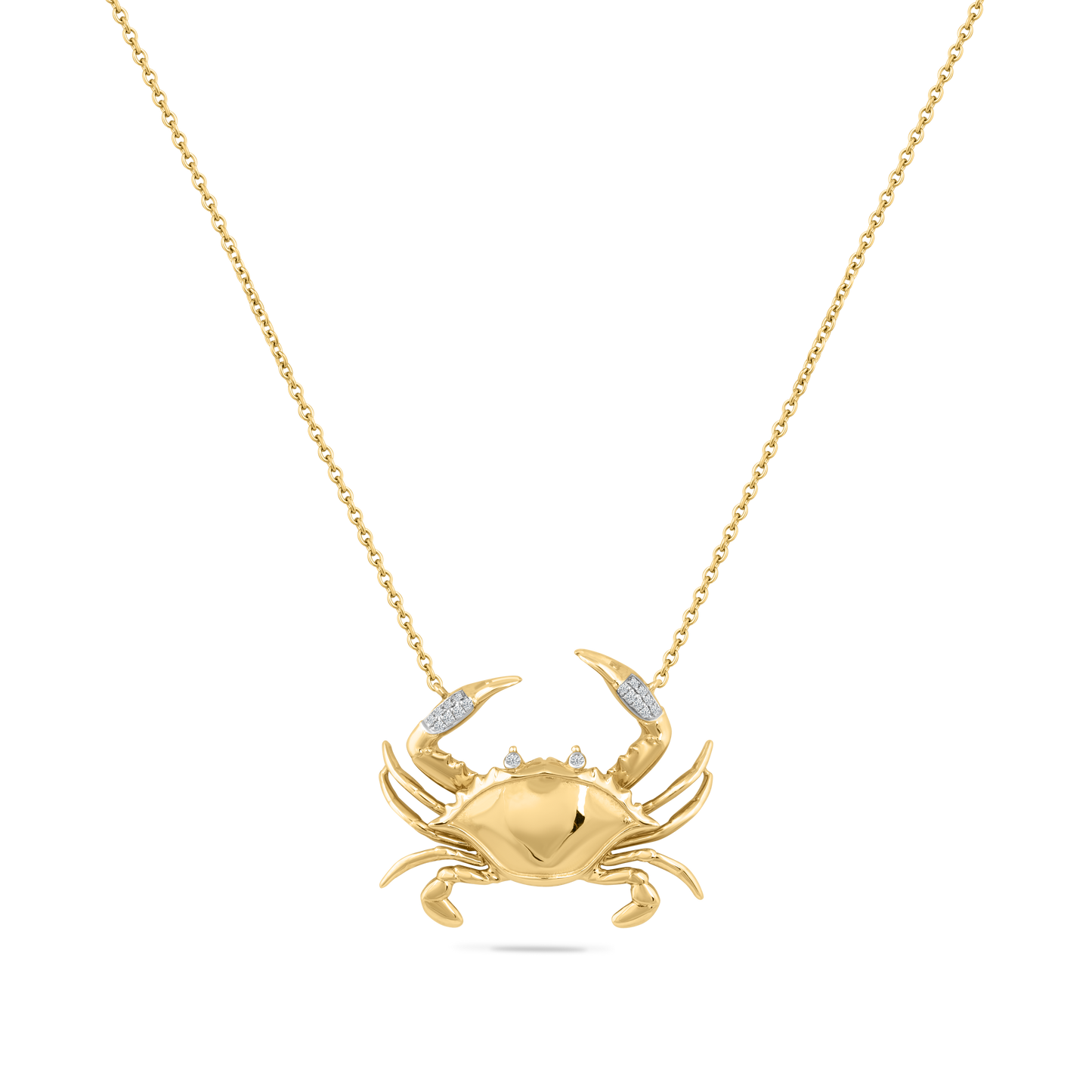 14K MARYLAND CRAB NECKLACE WITH 18 DIAMONDS 0.06CT ON 18 INCHES CABLE CHAIN