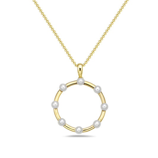 20M''M CIRCLE PEARL PENDANT on 18 inches chain