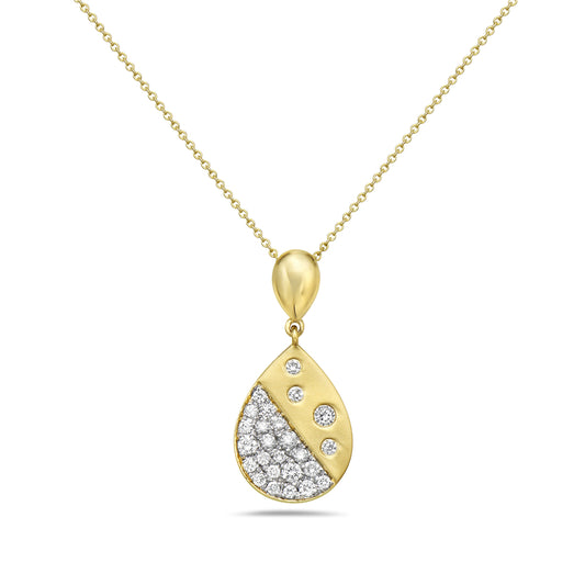 14K TEAR DROP DIAMOND PENDANT ON 18 INCHES CHAIN