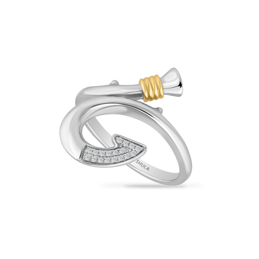 14K FISHHOOK  DIAMOND RING WITH 18 DIAMONDS, 0.07CT