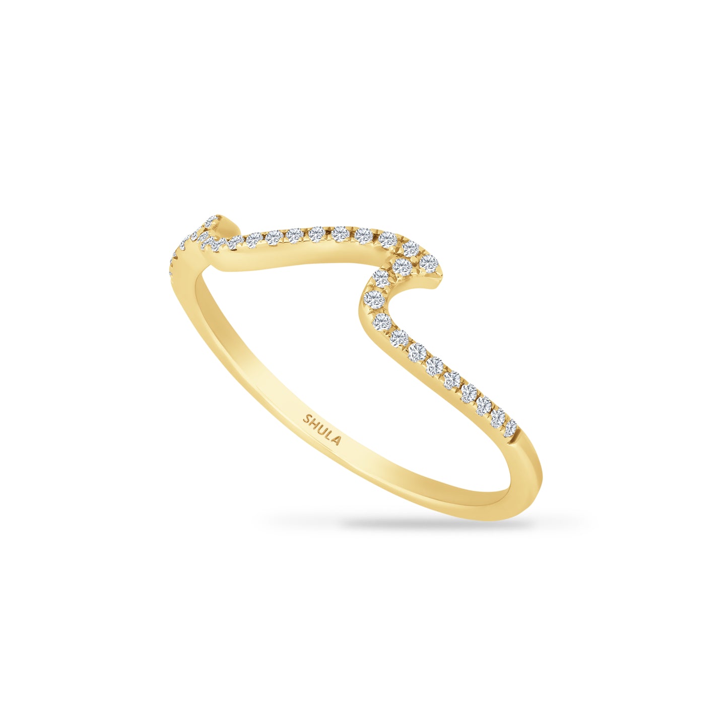 14K WAVE RING WITH  0.10CT DIAMONDS