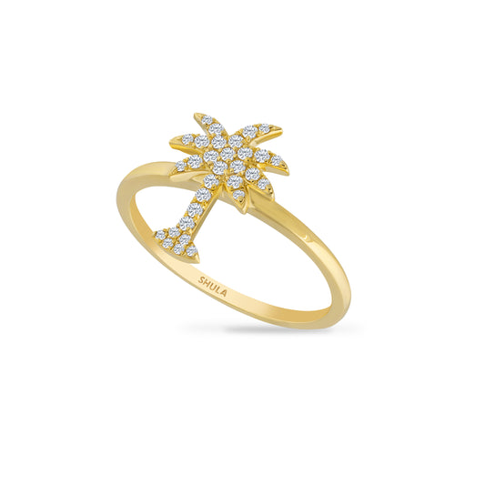 14K PALM TREE RING WITH 31 DIAMONDS 0.17CT