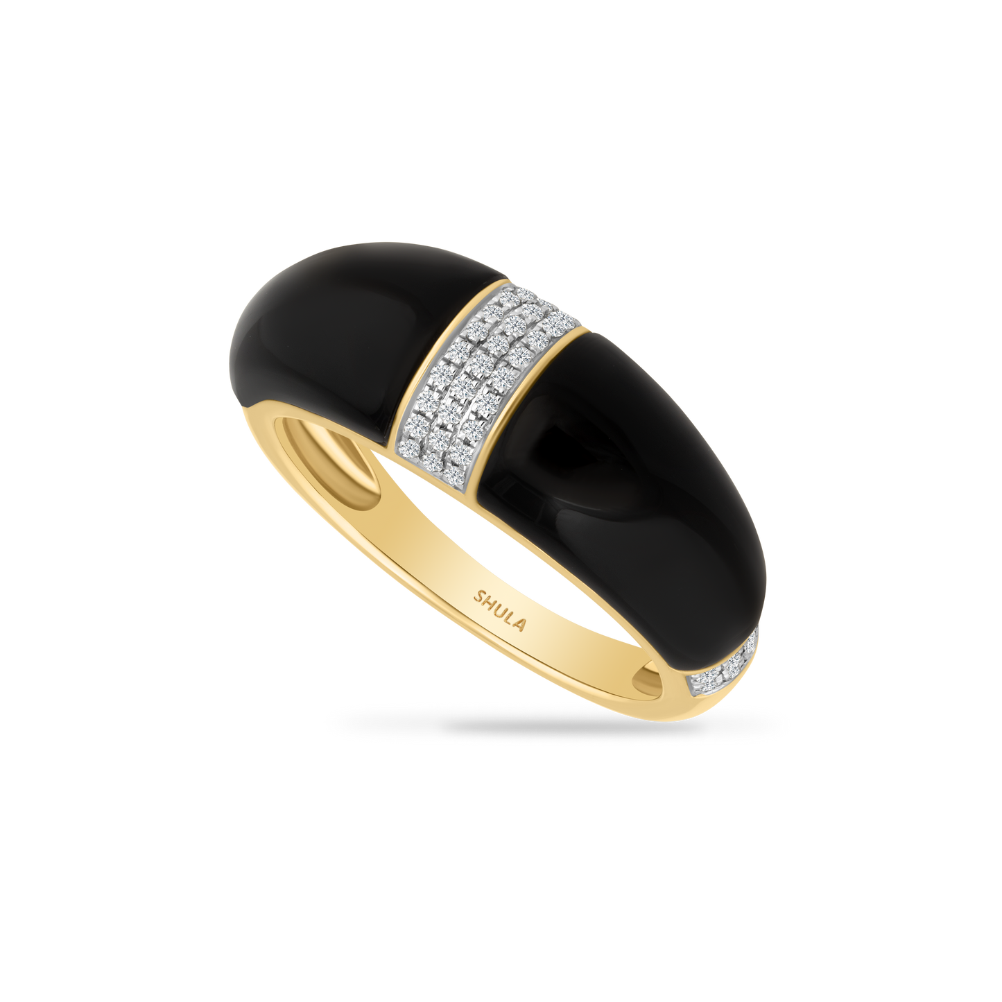 14K RING WITH 46 DIAMONDS 0.160CT AND 2 BLACK ONYX