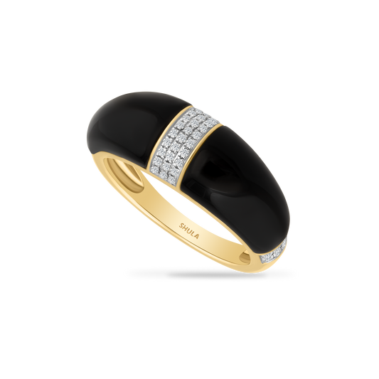 14K RING WITH 46 DIAMONDS 0.160CT AND 2 BLACK ONYX