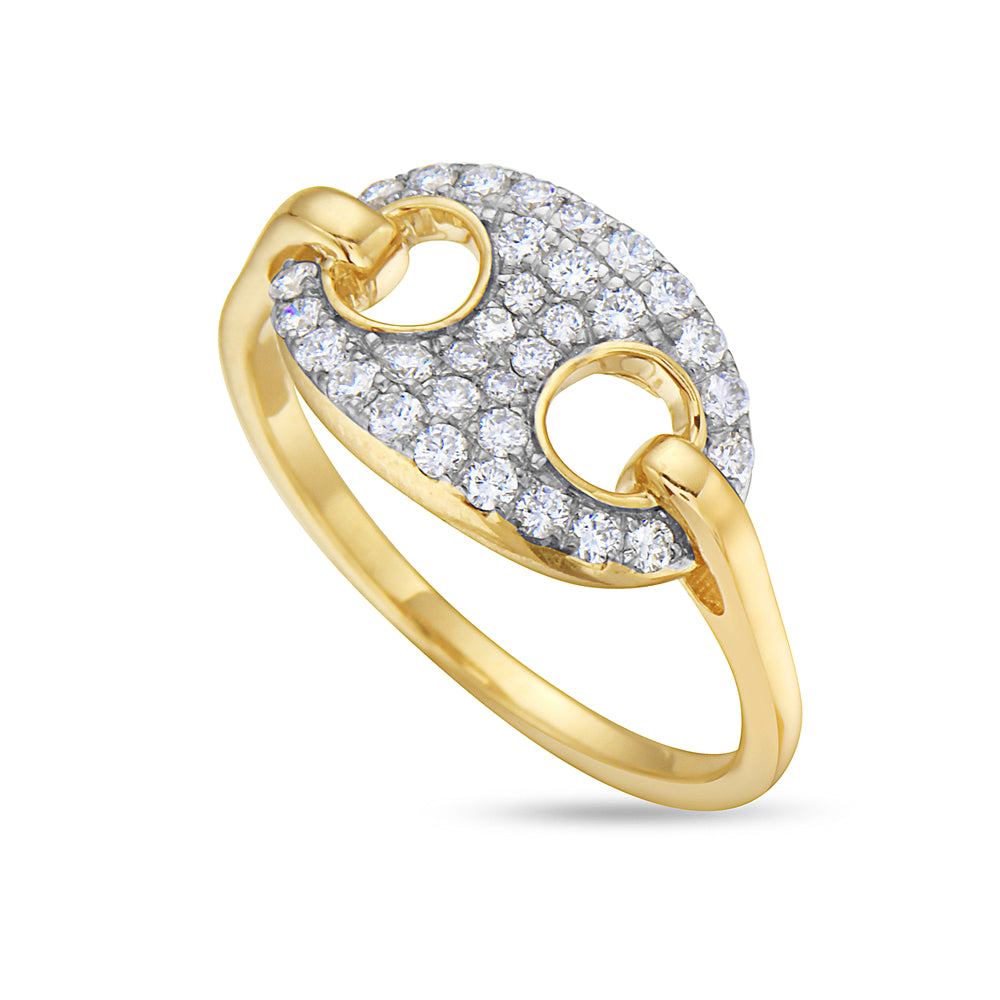 14K ANCHOR LINK RING WITH 32  DIAMONDS 0.38CT