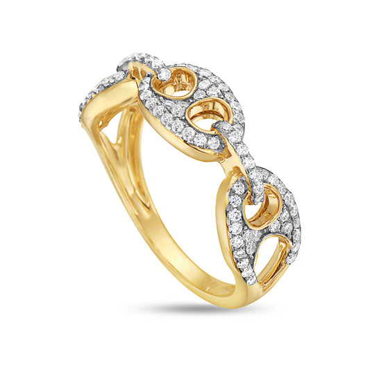 14K ANCHOR LINK RING WITH 90 DIAMONDS 0.47CT