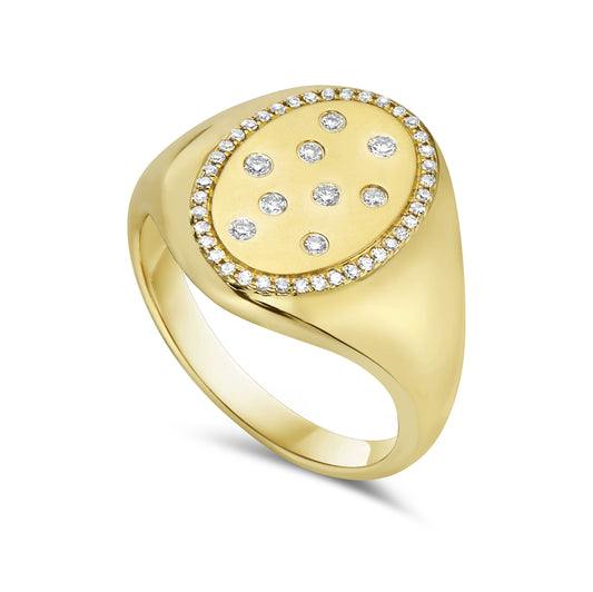14K YELLOW GOLD ANTIQUE STYLE OVAL DIAMOND RING