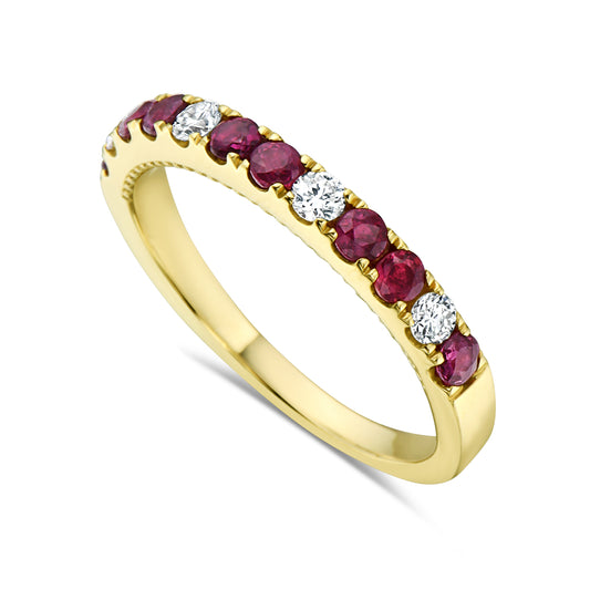 14KY ALTERNATING PINK SAPPHIRE AND DIAMOND BAND