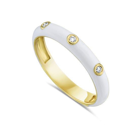 14K ENAMEL BAND WITH 3 DIAMONDS 0.04CT