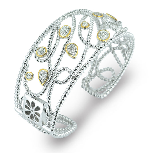 STERLING SILVER AND 14K DIAMOND CUFF