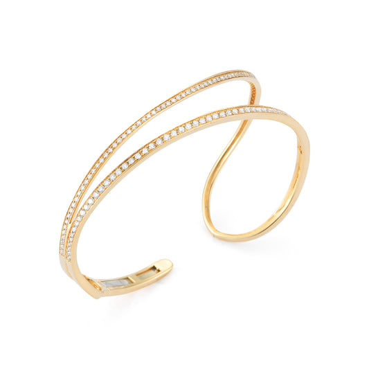 14K OPEN DESIGN HINGED DIAMOND CUFF 1.54CT