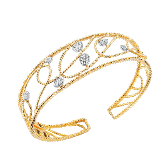 14K DELICATE FILIGREE DIAMOND CUFF