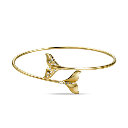 14K WHALE TAIL FLEXIBLE BANGLE WITH 19 DIAMONDS 0.045CT