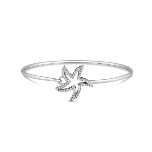 14K FLEXIBLE OPEN SATRFISH BANGLE 59 DIAMONDS 0.25CT