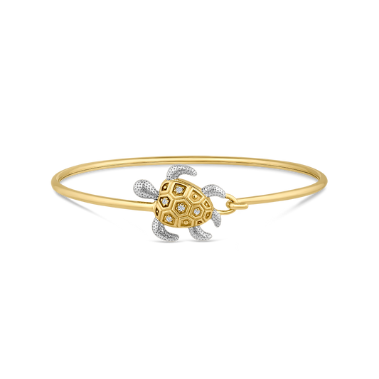 14K FLEXIBLE TURTLE BANGLE 5 DIAMONDS 0.05CT