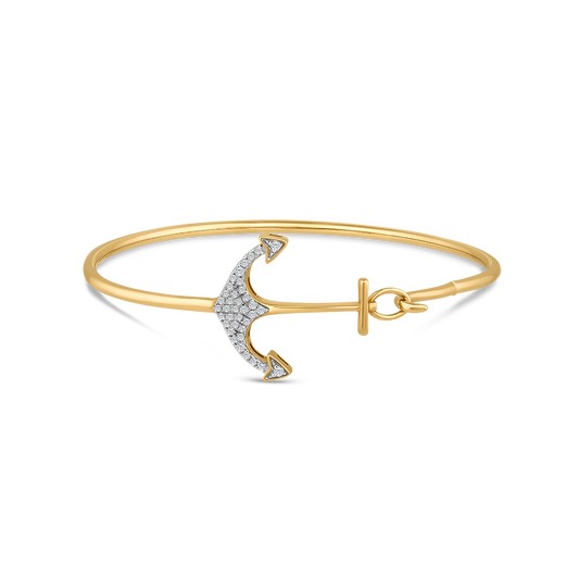 14K FLEXIBLE ANCHOR BANGLE 37 DIAMONDS 0.16CT