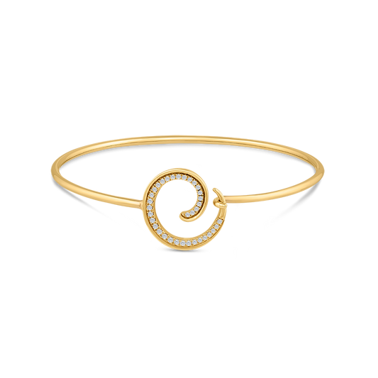 14K FLEXIBLE WAVE BANGLE 35 DIAMONDS 0.20CT