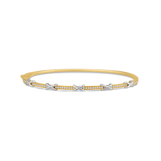 14K TT X BANGLE WITH 52 DIAMONDS 0.25CT