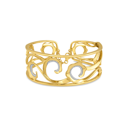 14K DIAMOND CUFF WITH HINGE, 52 DIAMONDS 0.30CT, WIDTH 25MM