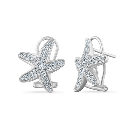 14K STARFISH EARRINGS WITH 130 DIAMONDS 0.38CT