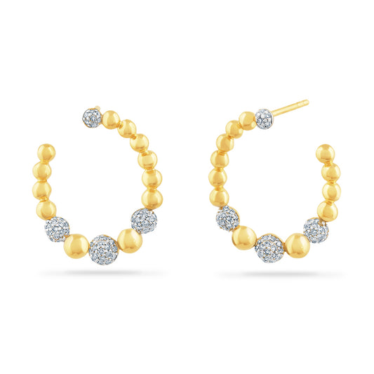 14K BEAUTIFUL DOMED HOOP EARRINGS WITH 108 DIAMONDS 0.39CT