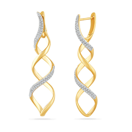 14K MULTI SHAPED DROP EARRINGS WITH 130 DIAMONDS 0.37CT