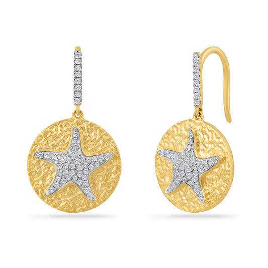 14K SAND DOLLAR EARRINGS 50.18 CT 6 DIAMONDS