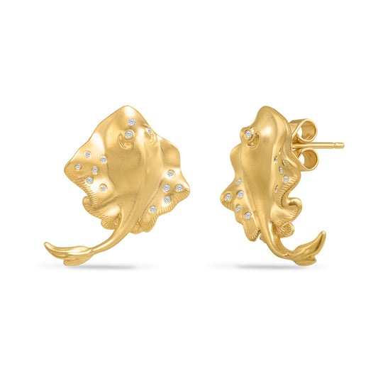 14K STINGRAY EARRINGS WITH 26 DIAMONDS 0.090CT