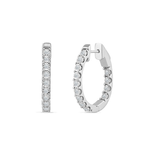 14K DIAMOND HOOP EARRINGS WITH 0.50CT DIAMONDS