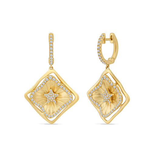 14K STARFISH LEVER BACK EARRINGS WITH 148 DIAMONDS 0.68CT