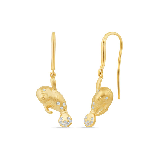 14K MANATEE EARRINGS WITH 26 DIAMONDS 0.15CT