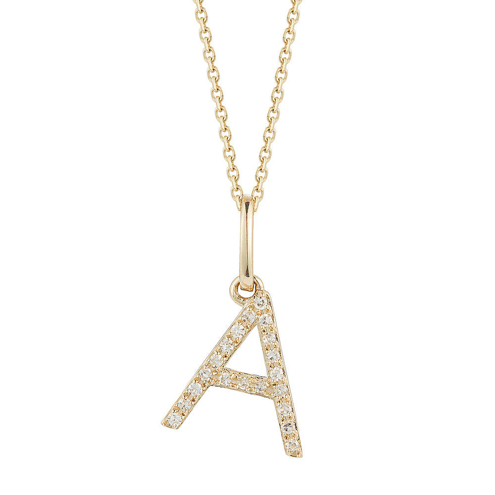 14K DIAMOND LETTER A ON 18 INCHES CHAIN – Shula NY