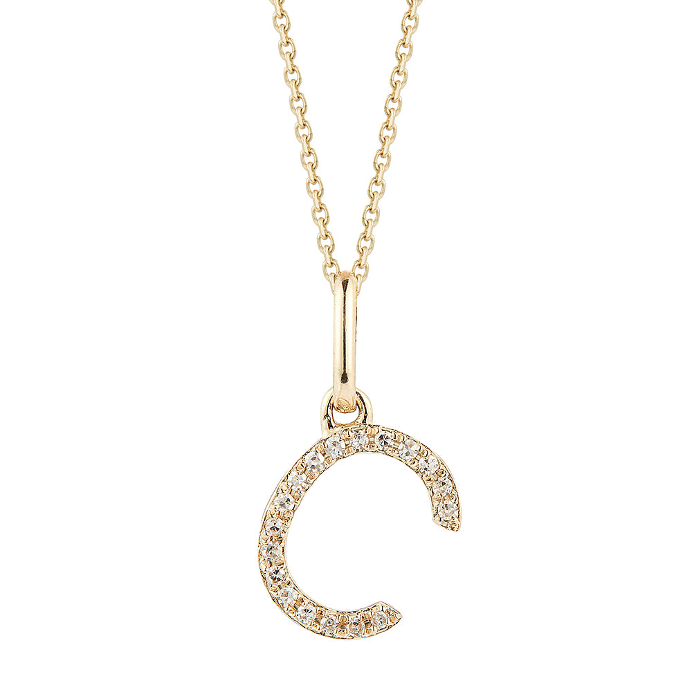 14K DIAMOND LETTER C ON 18 INCHES CHAIN – Shula NY