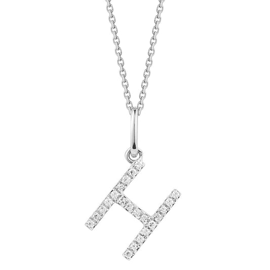 14K DIAMOND INITIAL H ON 18 INCHES CHAIN