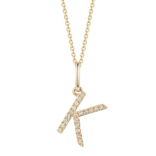14K DIAMOND INITIAL K ON 18 INCHES CHAIN