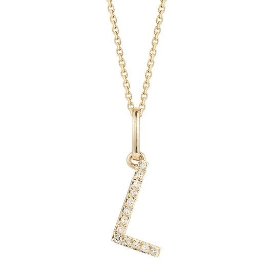 14K DIAMOND INITIAL L ON 18 INCHES CHAIN