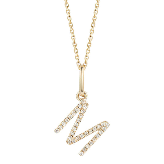 14K DIAMOND INITIAL M ON 18 INCHES CHAIN