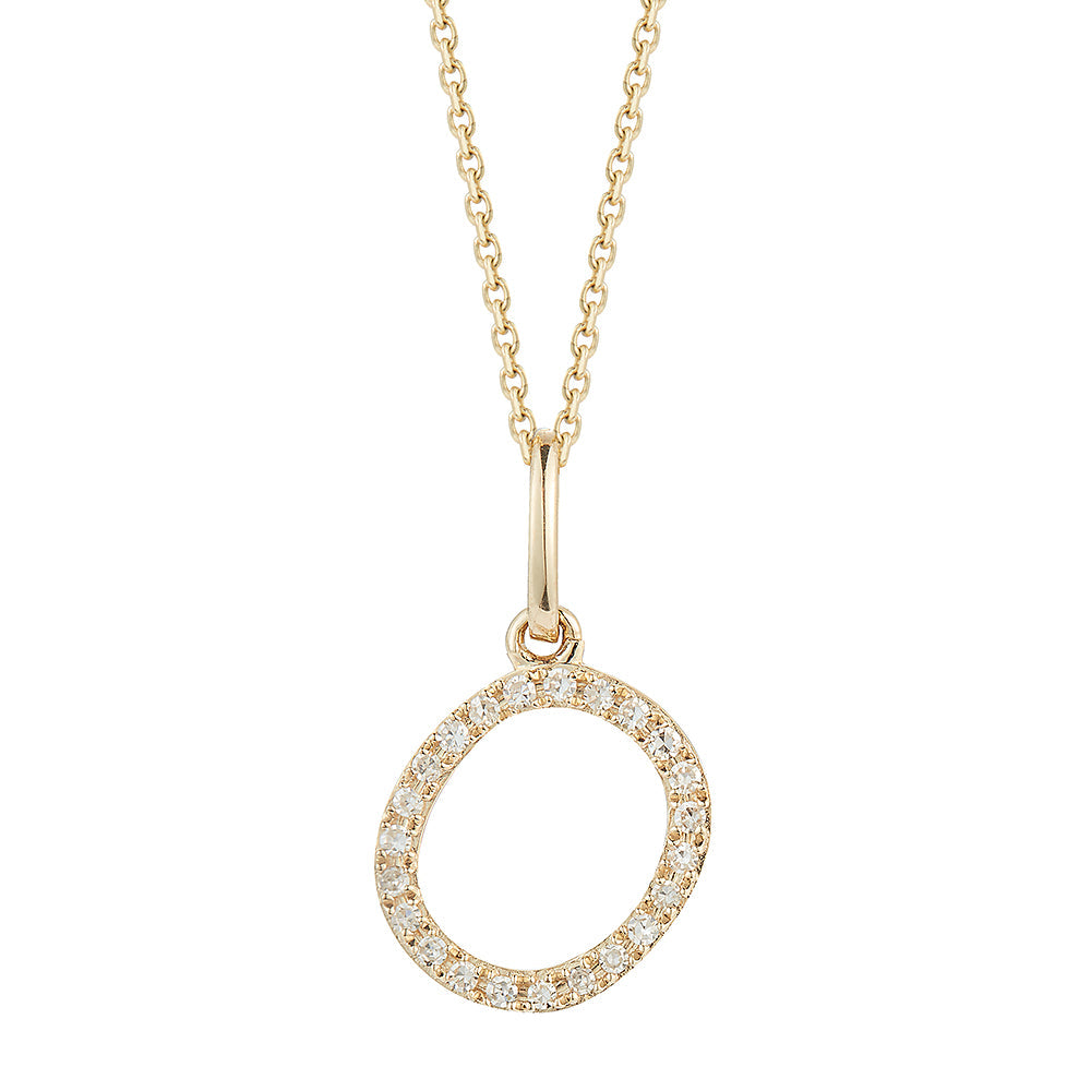 14K DIAMOND INITIAL O ON 18 INCHES CHAIN