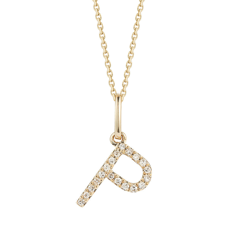 14K DIAMOND INITIAL P ON 18 INCHES CHAIN