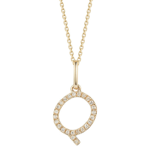 14K DIAMOND INITIAL Q ON 18 INCHES CHAIN