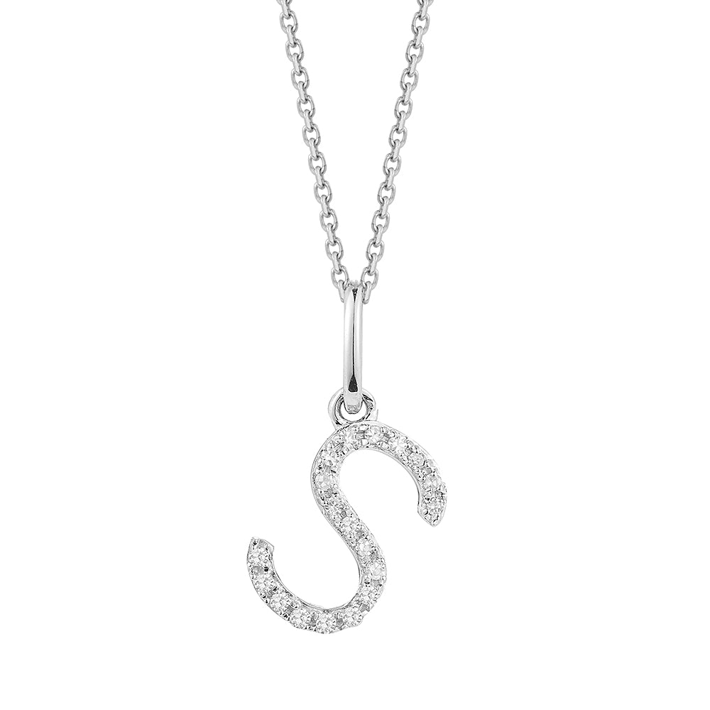 14K DIAMOND INITIAL S ON 18 INCHES CHAIN