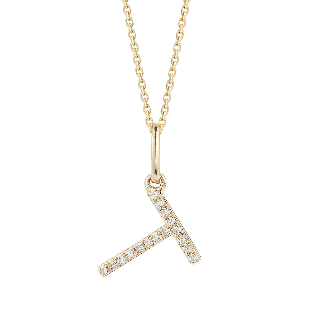 14K DIAMOND INITIAL T ON 18 INCHES CHAIN