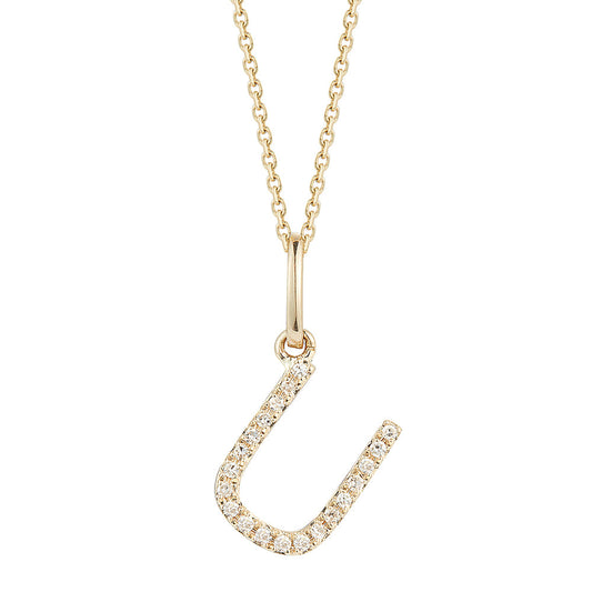 14K DIAMOND INITIAL U ON 18 INCHES CHAIN