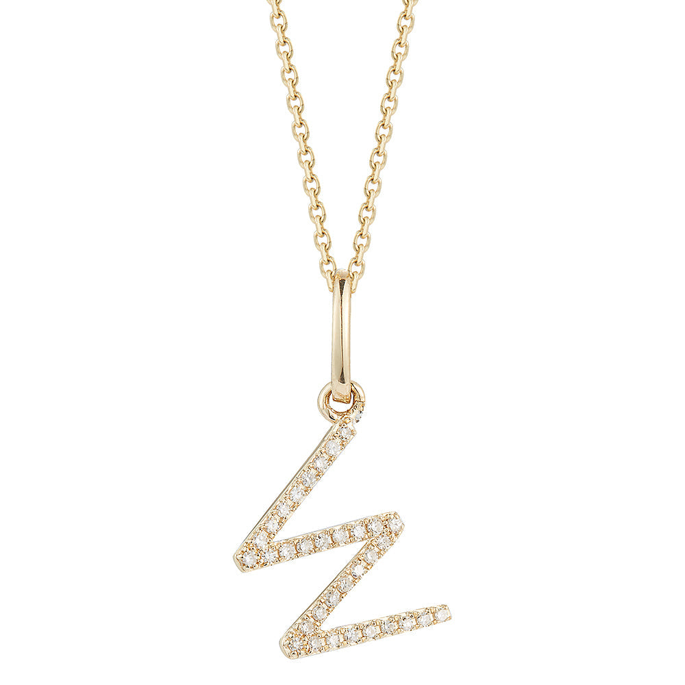 14K DIAMOND INITIAL W ON 18 INCHES CHAIN