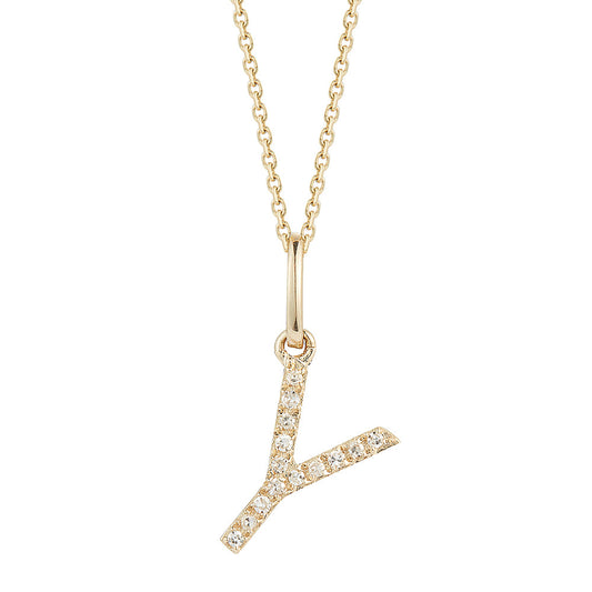 14K DIAMOND INITIAL Y ON 18 INCHES CHAIN